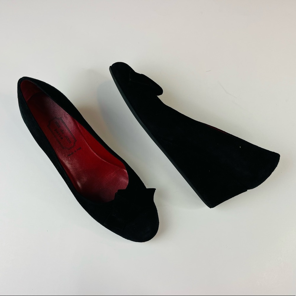 Rue Du Jour Paris Women’s Black Suede Round Toe Pump Wedge Heels Size 37